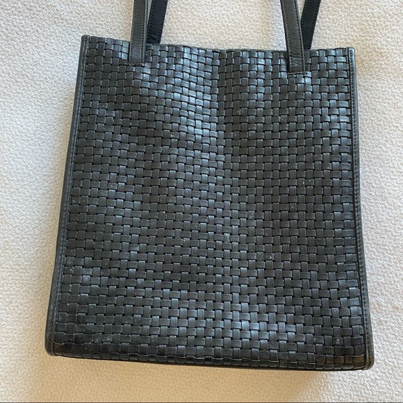 Vintage woven black leather purse handbag Jones New York - Picture 3 of 6